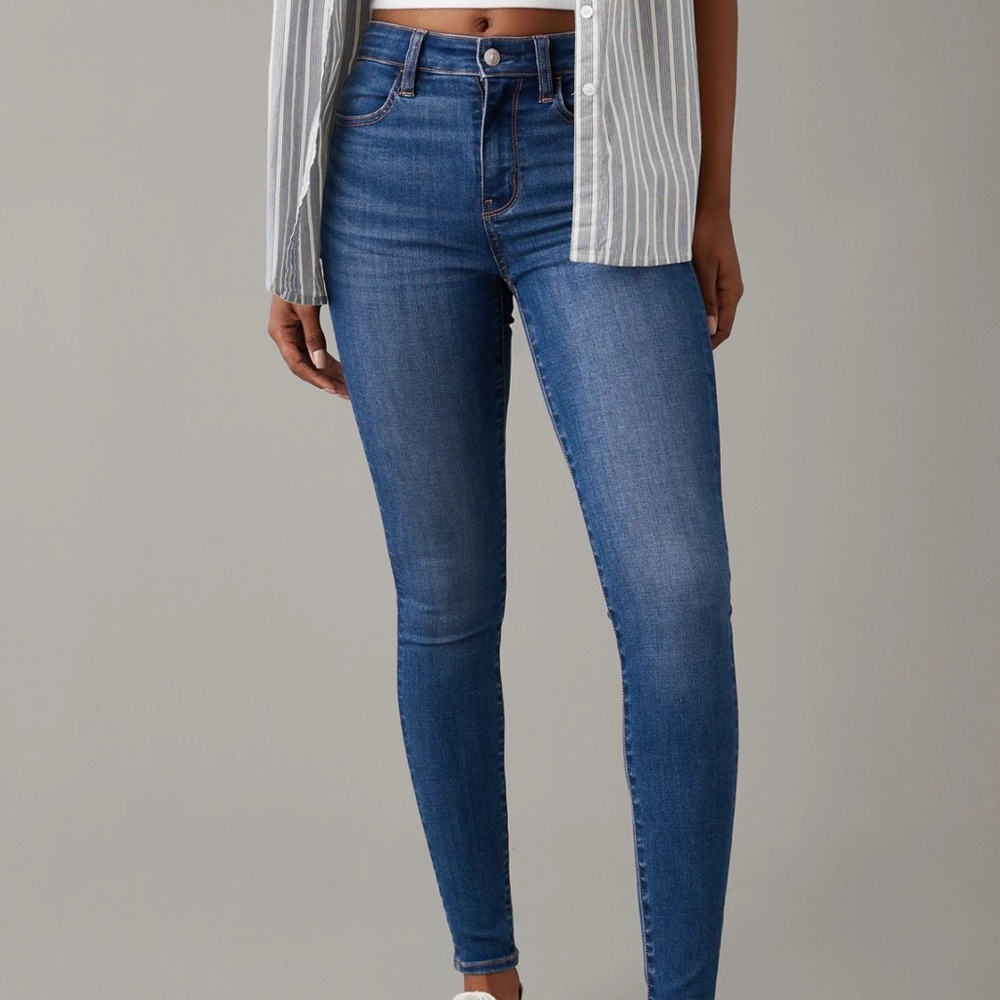 American Eagle Next Level Stretch Jegging, Blue Skinny Jeans 4 short